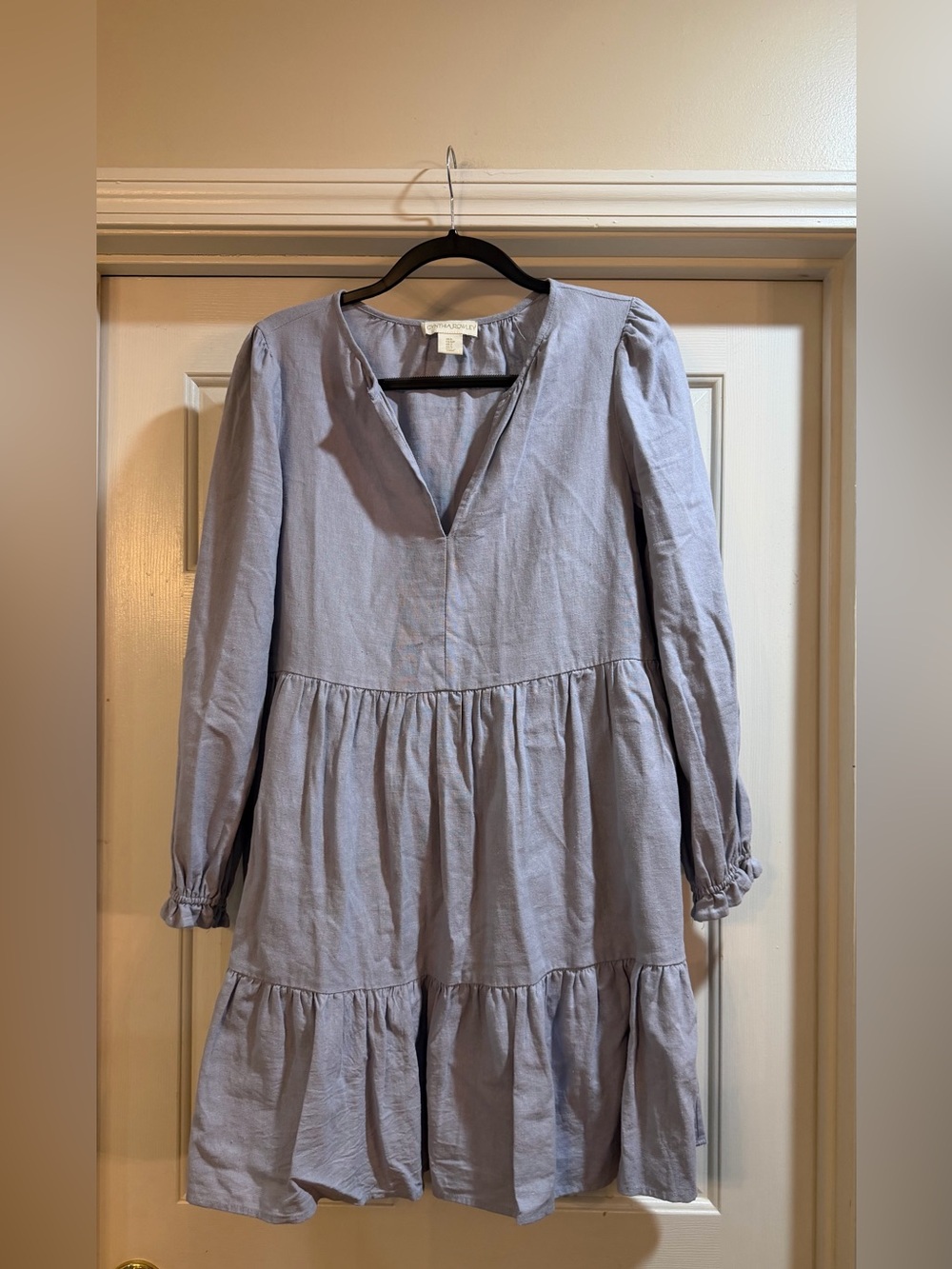 Cynthia Rowley Dusty Blue Linen Tiered Dress